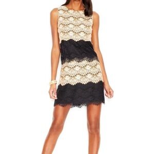 Jessica Simpson Navy & Cream Lace Tiered Dress - Size 4